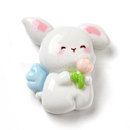 Opaque Resin Cabochons, Rabbit, Pink, 27.5x23x9mm(RESI-F049-02C)