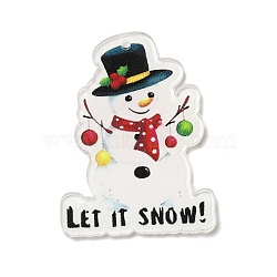 Christmas Theme Opaque Acrylic Pendants, Snowman, 39.5x29x2mm, Hole: 1.6mm(SACR-Z004-04D)