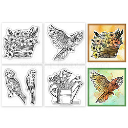 4Pcs 4 Styles PVC Stamp, for DIY Scrapbooking, Parrot, 55x55mm, 1pc/style(DIY-WH0487-0115)