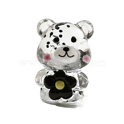 Transparent Resin Little Bear Ornament, for Desktop Decoration, Black, 19.5x16.5x25mm(RESI-S015-01B)