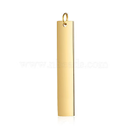 201 Stainless Steel Pendants, Manual Polishing, Rectangle, Stamping Blank Tag, Golden, 40x7x1.5mm, Hole: 3mm(STAS-S105-T604D-2)