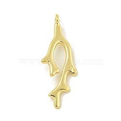 Rack Plating Brass Pendants, Lead Free & Cadmium Free, Long-Lasting Plated, Fish, Fish, 33.5x12.5x2mm, Hole: 1.9mm(KK-U029-20G)