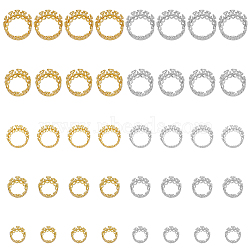 40Pcs 10 Style Brass Sew on Prong Settings, Filigree Open Back Claw Settings for Pointed Back Rhinestone, Flat Round, Platinum & Golden, Tray: 6~14mm, 7.5~16x5~8mm, Hole: 0.8mm, 4pcs/style(KK-CA0002-52)