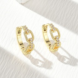 Brass Micro Pave Cubic Zirconia Hoop Earrings, Rectangle, Cadmium Free & Lead Free, Rack Plating, Long-Lasting Plated, Real 18K Gold Plated, 13x14x4.5mm(KK-CBA30C7-06G)