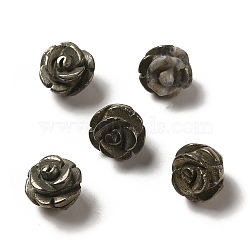 Natural Pyrite Carved Flower Beads, Rose, 8.5~10x10x10.5mm, Hole: 1mm(G-O156-B-32)
