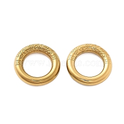 304 Stainless Steel Linking Rings, Ion Plating(IP), Textured Ring, Real 14K Gold Plated, 19x3.5mm, Inner Diameter: 11mm(STAS-M111-27B-G)