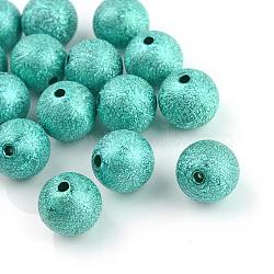 Spray Painted Acrylic Beads, Crapy Exterior Style, Round, Turquoise, 20mm, Hole: 3mm, about 120pcs/500g(ACRP-Q018-20mm-006)