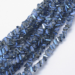 Electroplate Glass Beads Strands, Full Rainbow Plated, Faceted, Triangle, Steel Blue, 3.5x4x3.5mm, Hole: 0.2mm, about 146pcs/strand, 15.3 inch(39cm)(EGLA-J143-A-FR01)