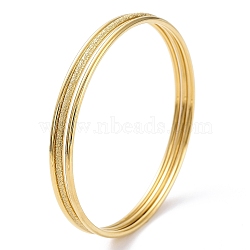 3Pcs Ion Plating(IP) 304 Stainless Steel Plain Bangles Set, Stackable Bangles, Real 18K Gold Plated, Inner Diameter: 2-3/8 inch(6cm)(BJEW-G684-02A-G)