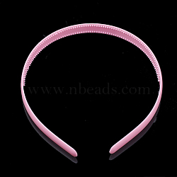 Hair Accessories Plain Plastic Hair Band Findings, with Teeth, Pearl Pink, 114~120x12~12.5mm(OHAR-N005-01E)