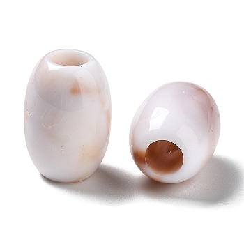 Imitation Gemstone Acrylic Beads, Large Hole Beads, Barrel, White, 13x18mm, Hole: 5.5mm, about: 300pcs/500g