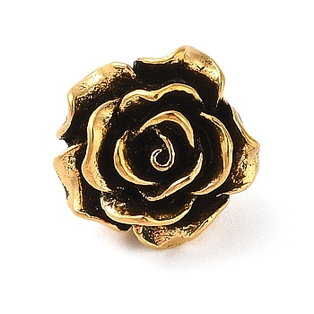 Tibetan Style Alloy Beads, Cadmium Free & Lead Free, Flower, Antique Golden, 16x15~16x11mm, Hole: 3.5mm, about 150pcs/1000g