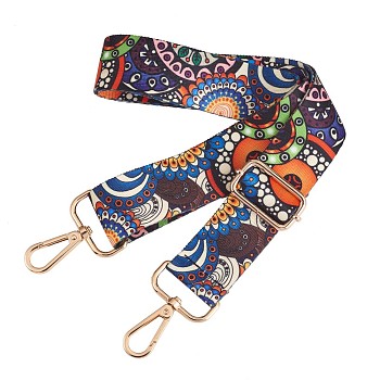 Wide Polyester Purse Straps, Replacement Adjustable Shoulder Straps, Retro Removable Bag Belt, with Swivel Clasp, for Handbag Crossbody Bags Canvas Bag, Chrysanthemum Pattern, 72x~129x3.8cm