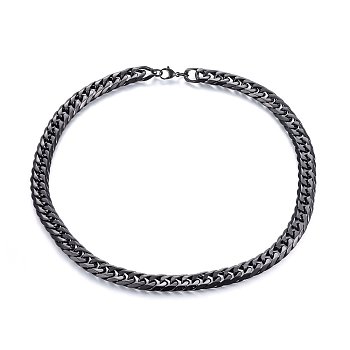 304 Stainless Steel Curb Chain Necklaces, with Lobster Claw Clasps, Gunmetal, 23.62 inch(60cm), 13mm