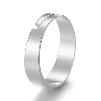 Adjustable 201 Stainless Steel Plain Band Rings, Silver Color Plated, Inner Diameter: 17mm