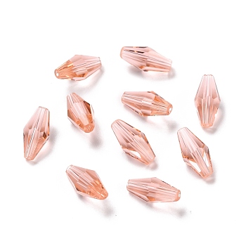 Transparent Glass Beads, Faceted, Bicone, Dark Salmon, 12x6mm, Hole: 1mm