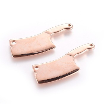 304 Stainless Steel Links connectors, Kitchen Knife, Rose Gold, 53x20x3mm, Hole: 2.5~3.5mm
