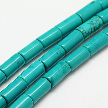 Column Natural Magnesite Beads Strands, 	Turquoise, Dyed & Heated, Turquoise, 16x8mm, Hole: 1mm, about 25pcs/strand, 15.7 inch