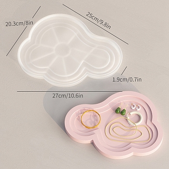 DIY Food Grade Silicone Storage Plate Molds, Decoration Making, Resin Casting Molds, For UV Resin, Epoxy Resin Jewelry Making, Cloud, 203x250x19mm