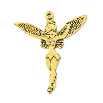 Tibetan Style Alloy Pendants, Halloween, Lead Free and Cadmium Free, Antique Golden, Fairy, 51x46x2mm, Hole: 1.5mm, about 190pcs/1000g
