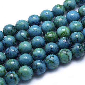 Synthetic Yellow Turquoise(Jasper) Beads Strands, Imitation Chrysocolla, Dyed, Round, 12mm, Hole: 1mm, about 33pcs/strand, 15.5 inch(39.5cm)