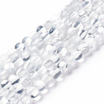 Synthetic Moonstone Beads Strands, Round, Clear, 6mm, Hole: 0.8mm, about 63pcs/strand, 14.57''~15.55''(37~39.5cm)