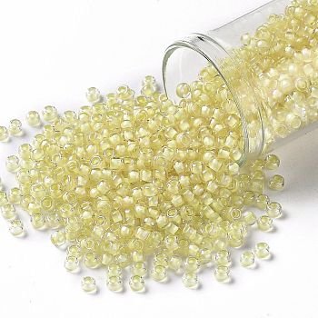 TOHO Round Seed Beads, Japanese Seed Beads, (182) Inside Color Luster Crystal Soft Yellow, 8/0, 3mm, Hole: 1mm, about 10000pcs/pound