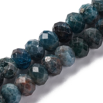 Natural Apatite Beads Strands, Faceted, Rondelle, 8x6mm, Hole: 1mm, about 63~64pcs/strand, 14.96''~15.35''(38~39cm)