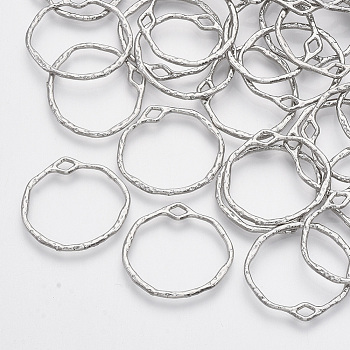 Alloy Open Back Bezel Pendants, For DIY UV Resin, Epoxy Resin, Pressed Flower Jewelry, Ring, Platinum, 21.5x22.5x1.5mm, Hole: 3x1.5mm