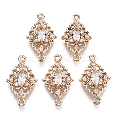 Light Gold Clear Rhombus Brass+Cubic Zirconia Links