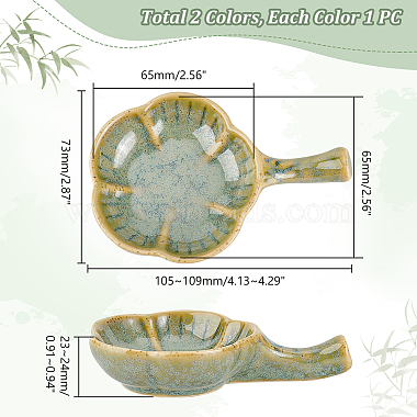 Elite 2Pcs 2 Colors Flower Shape Ceramics Ink Plate with Handle(DIY-PH0021-39B)-2
