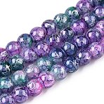 Drawbench Crackle Glass Beads Strands, Rondelle, Dark Orchid, 8x7mm, Hole: 1.2mm, about 109~113pcs/strand, 30.51~31.30 inch(77.5~79.5cm)(GLAA-N006-8mm-05)