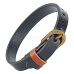 Cattlehide Adjustable Bracelets for Men Women, Black, 9-1/2 inch(24.1cm)(BJEW-WH20001-06B)