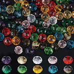 10 Colors Glass Beads, Faceted, Rondelle, Mixed Color, 8x6mm, Hole: 1mm, 20pcs/color(EGLA-SZ0001-41)
