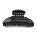 PVC Plastic Claw Hair Clips for Women Girl, Polka Dot, Black, 47.5x88x42mm(OHAR-D001-02)