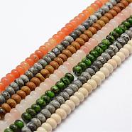Mixed Natural Gemstone Beads Strands, Rondelle, 6x4mm, Hole: 1mm, about 96~97pcs/strand, 15.3 inch(39cm)(G-G665-M-6x4mm)