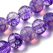 Baking Painted Glass Bead Strands, Faceted, Round, Dark Violet, 8mm, Hole: 1.2mm, about 50pcs/strand, 14.37 inch(36.5cm)(GLAA-G116-02B)