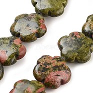 Natural Unakite Beads Strands, Flower, 20x20x6mm, Hole: 1.4mm, about 20pcs/strand, 14.57~14.96 inch(37~38cm)(G-F769-V01-02)