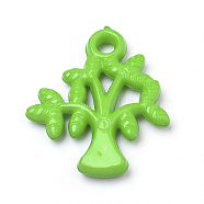 Opaque Acrylic Pendants, Branch and Leaves, Lime Green, 28.5x24.5x4mm, Hole: 3mm, about 555pcs/500g(SACR-Q190-72E)