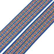 Ethnic Style Colored Flat Elastic Fibre Rubber Band, Webbing Garment Sewing Accessories, Flat with Rhombus Pattern, Colorful, 52mm(EC-XCP0001-25)