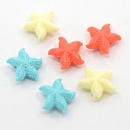 Synthetic Coral Beads, The Ocean Undersea World Series, Starfish/Sea Stars, Dyed, Mixed Color, 16x6mm, Hole: 1.5mm(CORA-A003-DM)