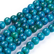 Chapelets de perles en chrysocolle naturelle, teinte, ronde, 8mm, Trou: 1.4mm, Environ 33 pcs/chapelet, 10 pouce (25.5 cm)(X-G-F647-02-B)