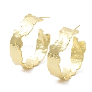 Rack Plating Brass Wave Round Stud Earrings, Half Hoop Earrings, Cadmium Free & Lead Free, Real 18K Gold Plated, 27.5x29x10mm(EJEW-B027-09G)