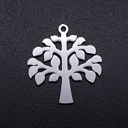 201 Stainless Steel Pendants, Tree of Life, Stainless Steel Color, 22x20x1mm, Hole: 1.5mm(STAS-Q201-JN299-1)