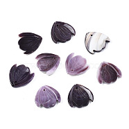 Natural Shell Pendants, Flower, Plum, 17x17x3mm, Hole: 1mm(SSHEL-S258-107)