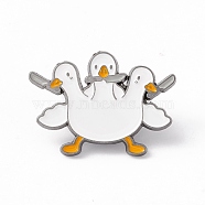 Duck with Knife Enamel Pin, Cartoon Alloy Badge for Backpack Clothes, Gunmetal, White, 21.5x31x2mm, Pin: 1mm(JEWB-H008-06B)