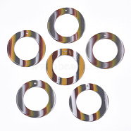 Resin Pendants, Ring, Stripe Pattern, Orange, 39x1.5mm, Hole: 1.8mm(X-RESI-T022-02C)