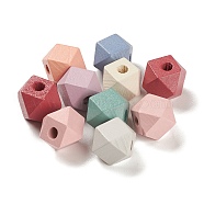 Spray Painted Natural Maple Wood Beads, Hexagon, Mixed Color, 12x12x16mm, Hole: 3mm(WOOD-M007-07A)