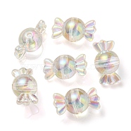UV Plating Rainbow Iridescent Acrylic Beads, Two Tone Bead in Bead, Candy, Clear AB, 15.5x29x15mm, Hole: 3mm(PACR-E001-01H)
