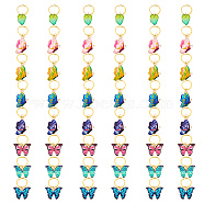 24Pcs Alloy Enamel & Iron Braiding Hair Pendants Decoration Clips, for Hair Styling, Leaf/Butterfly, Mixed Color, 26~38mm(PALLOY-AB00051)